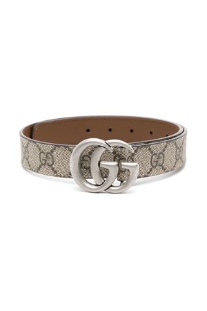 Beige and ebony GG Supreme canvas kids belt GUCCI KIDS | 4327072ZG0G9742